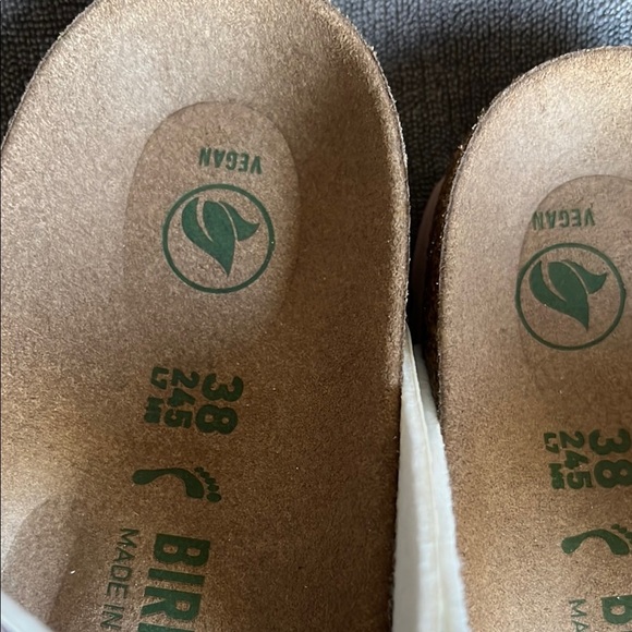 Birkenstock Green and White Sandals with Cork Footbed - Picture 5 of 14